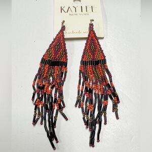 Kay Lee New York | Handmade Beaded Boho Fringe Earrings - Western Chic - NWT